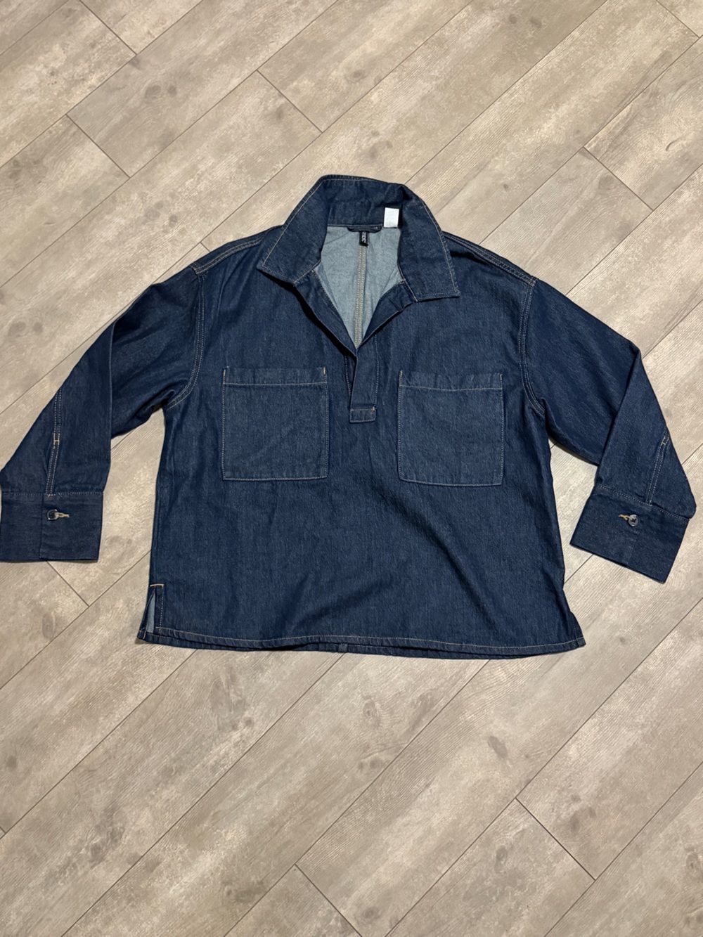 Divided Dark Blue Denim Pullover Jacket